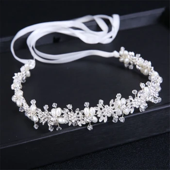 

Crystal Pearl Bridal Tiaras Bride Headbands Wedding Hair Jewelry Accessories For Women Pageant Rhinestone Flower Hair Ornaments