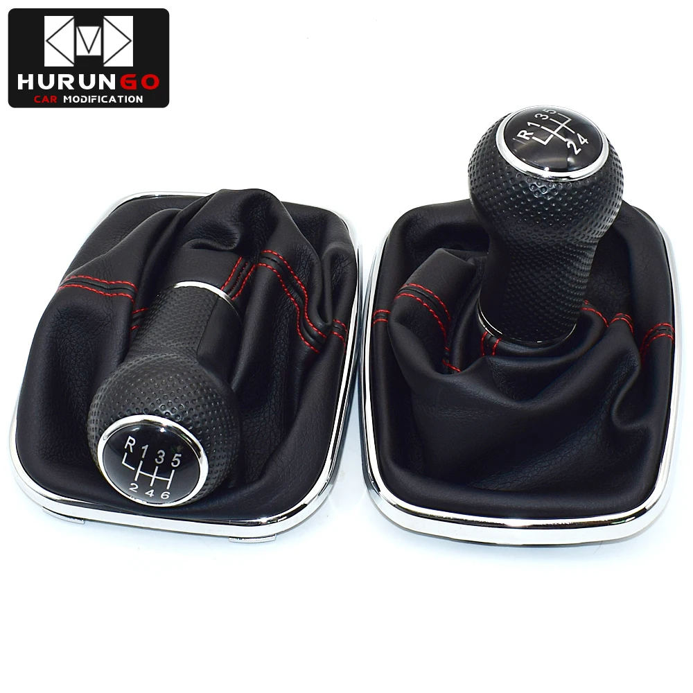 

5 Speed 6 Speed 23mm Gear Shift Knob with Gear Shift Gaiter Boot Blue Frame for Volkswagen /VW MK4 Golf 4 IV GTI R32 Jetta Bora