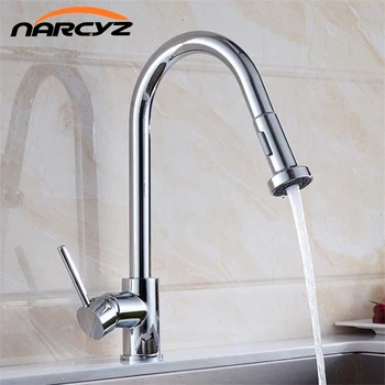 

Kitchen Faucet Single Handle Hole Pull Out Spray Brass Kitchen Sink Faucet Mixer Cold Hot Water Taps Torneira Cozinha XT-116