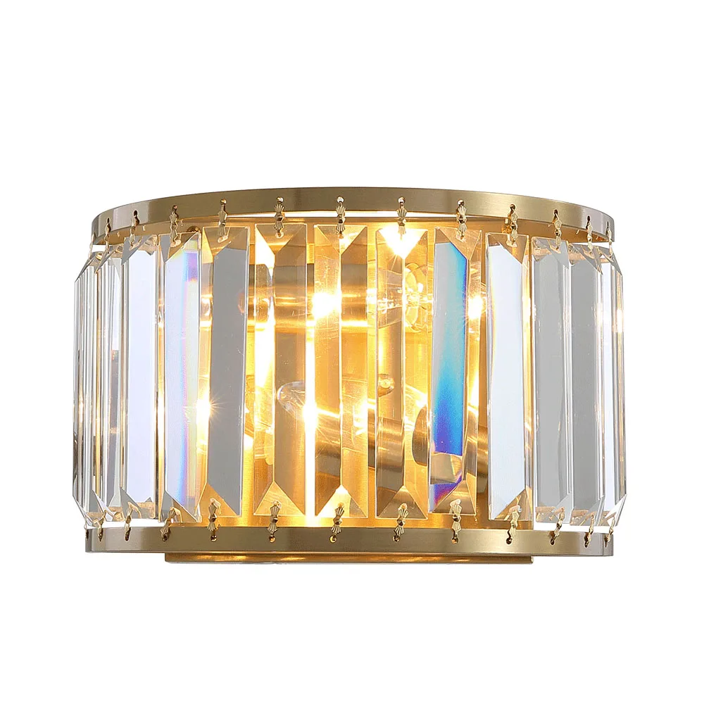 

Copper Wall Lamps Modern style led wall light Luxurious lamparas led E14 Bulb Crystal home deco bedside lamp Crystal lampshade