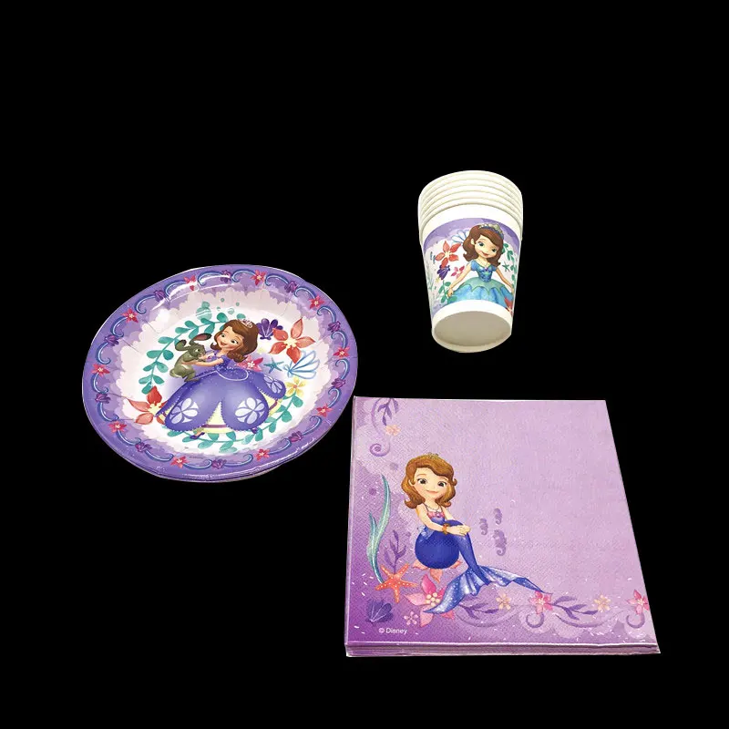 

Princess Sofia The First Party Decoration Supplies Paper Plates Napkins Cups Disposable Tableware Set For Baby Shower Party Set