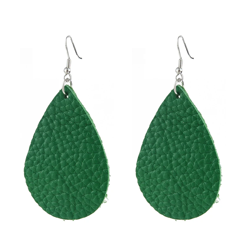 

Fashion White Red Color PU Leather Waterdrop Earrings Jewelry For Woman Bohemia Dangle Ears Pendientes Mujer Moda Dropshipping
