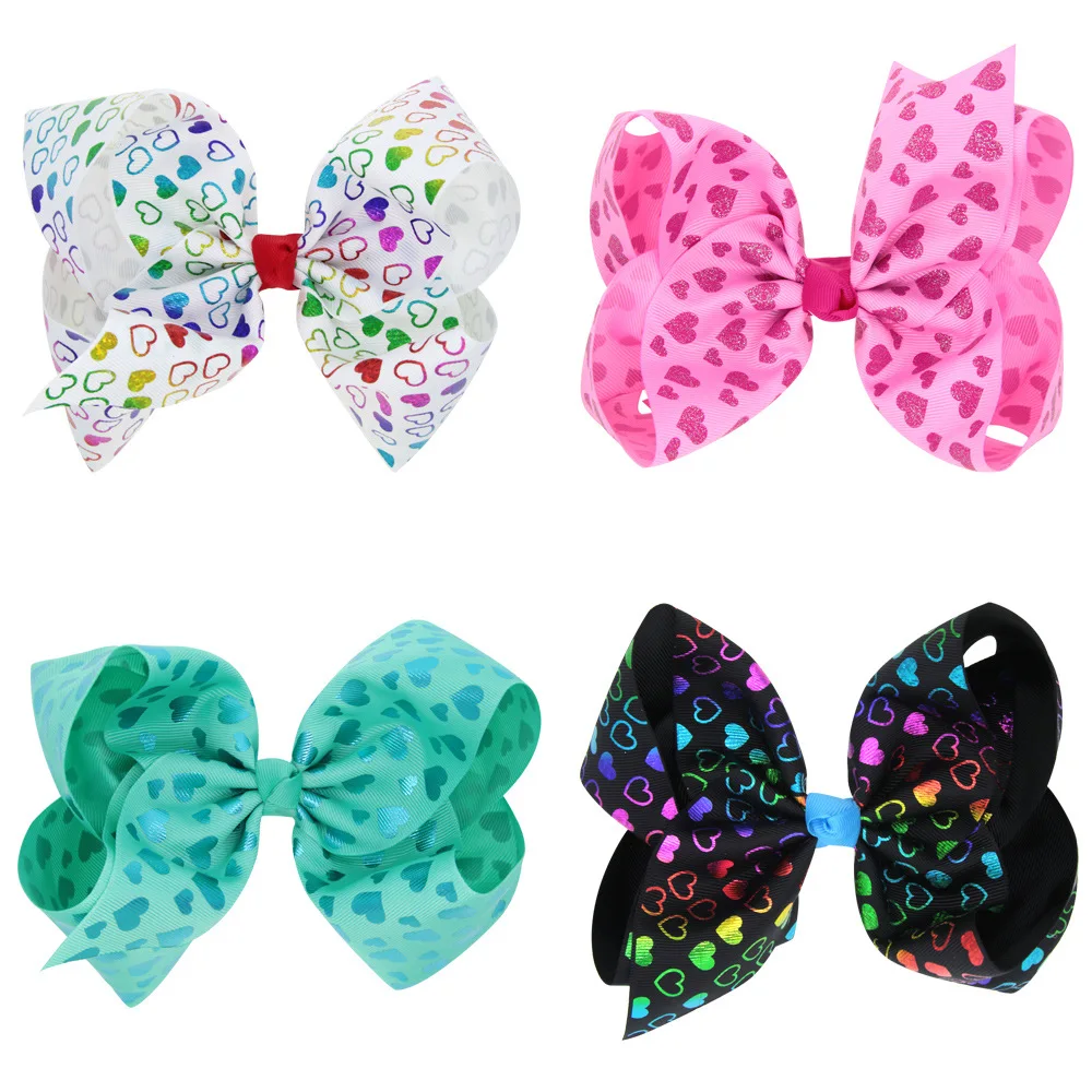 20 Girl 3.5/" Rainbow Fairy Hair Bow Clip Valentine Easter Rabbit Chicken Egg