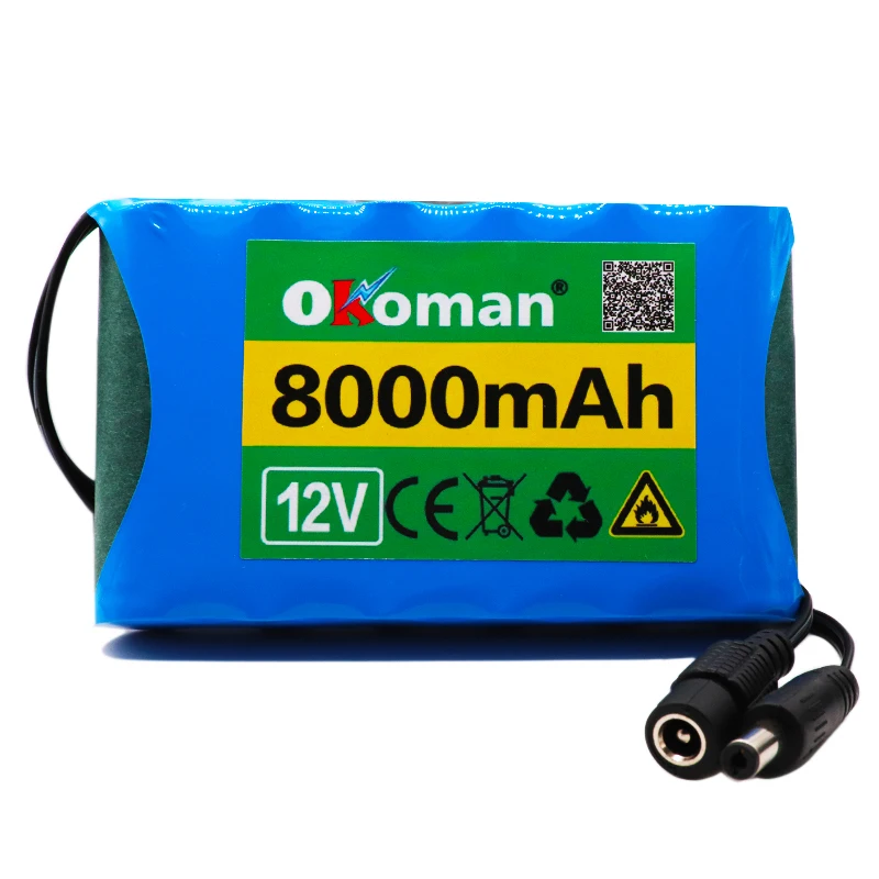 Okoman аккумулятор высокой емкости 12V 8Ah 18650 перезаряжаемый литий ионный Емкость DC 12 6