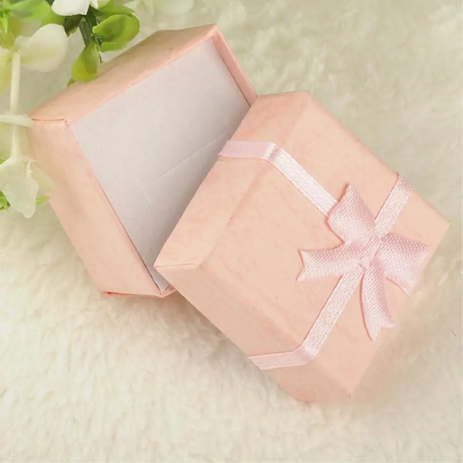 

Cheap High Quality 10 colors 4*4*3cm Bangle Jewelry Ring Earring Watch Gift Carton Box Bowknot Case Package