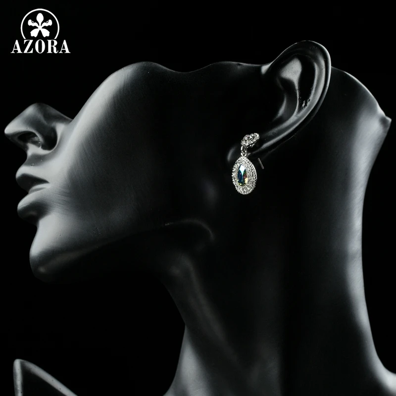 AZORA Brand Fashion Jewelry Gradual Change Color Austrian Crystals Drop Earrings for Women Wedding Party Accessories Gift TE0292