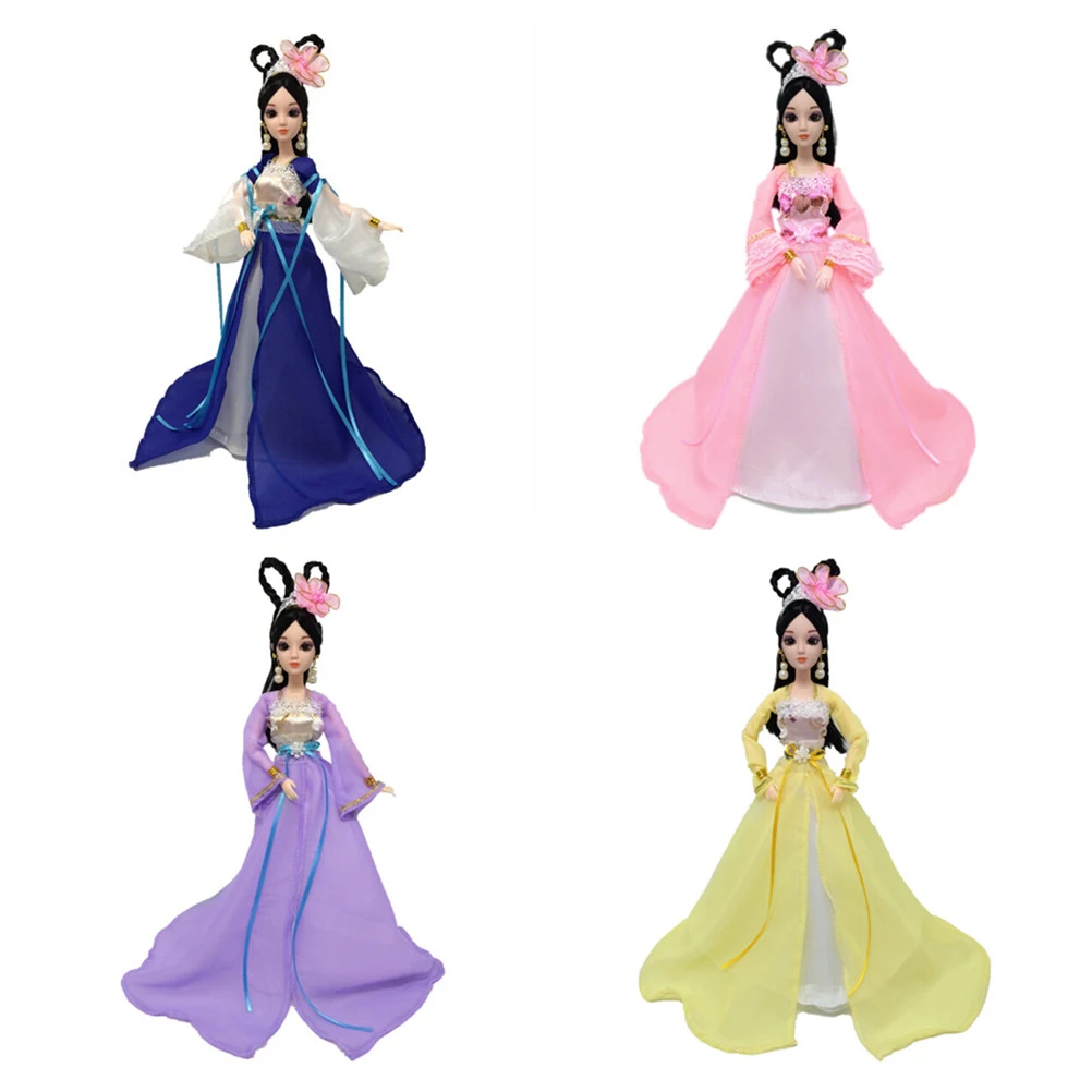 Кукольные вечерние платья, вечерние платья, китайский древний традиционный красивый сказочный костюм, одежда, платье для куклы, аксессуары
