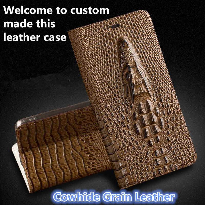 

JC10 Crocodile head Pattern Genuine Leather Flip Case For Lenovo PHAB 2 Plus(6.44') Phone Case with Card Slot free shipping