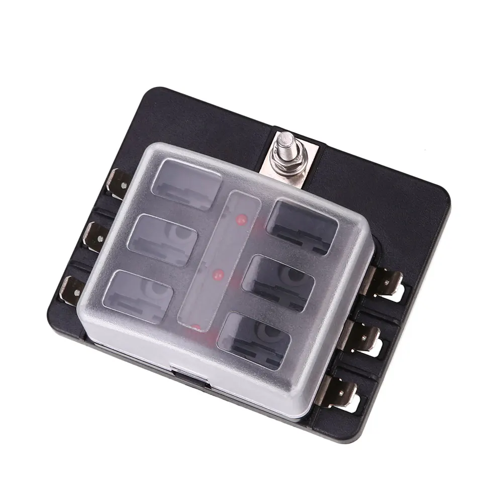 Vehemo Fuse Box 6Way LED Indicator Light Safety PC Wiring ... fuse box safety 