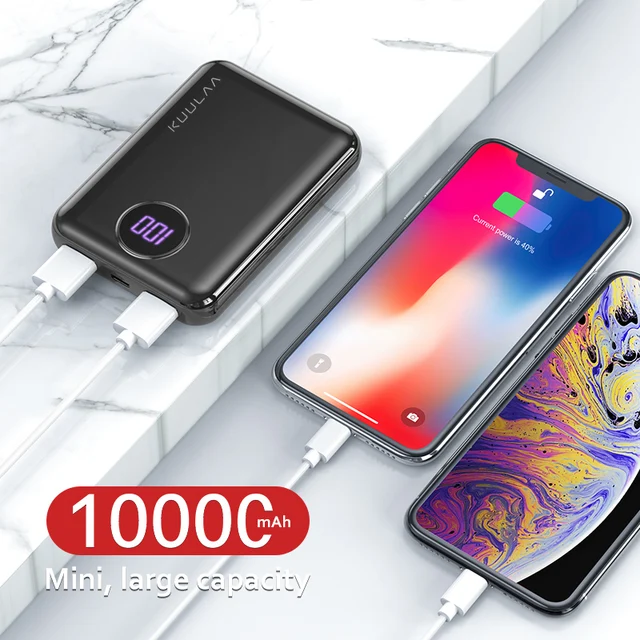KUULAA Power Bank 10000mAh Portable Fast Charging PowerBank 10000 Dual USB Mini External Battery Charger For Xiaomi Mi PoverBank 5