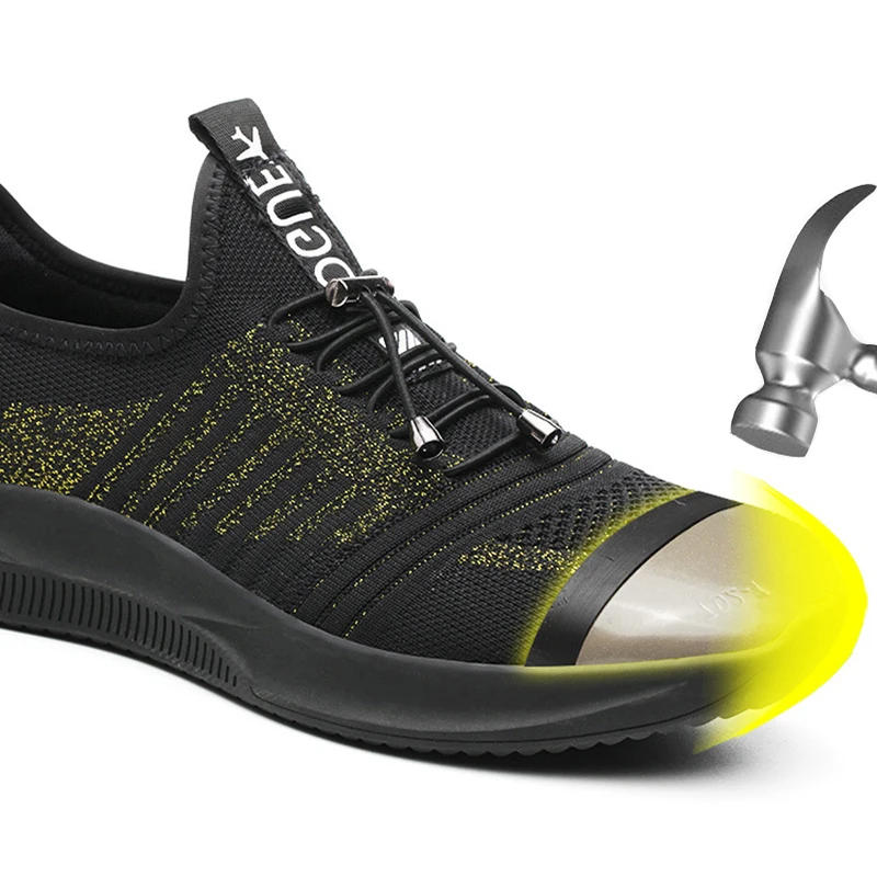 

Men Safety Shoes Breathable Summer Boots Women Anti-Smashing Steel Toe Caps Anti-piercing Mesh Mens Work Shoes Big Size 37-46