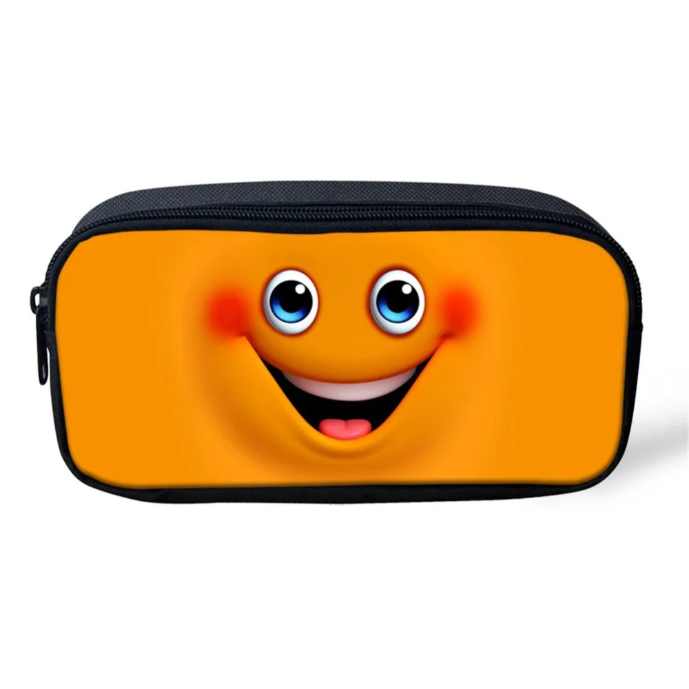 

THIKIN Funny Emoji Pattern Women Cosmetic bag Female Toiletry Case 3D Custom Children Pencil Bag Student Polyester Pencil Case