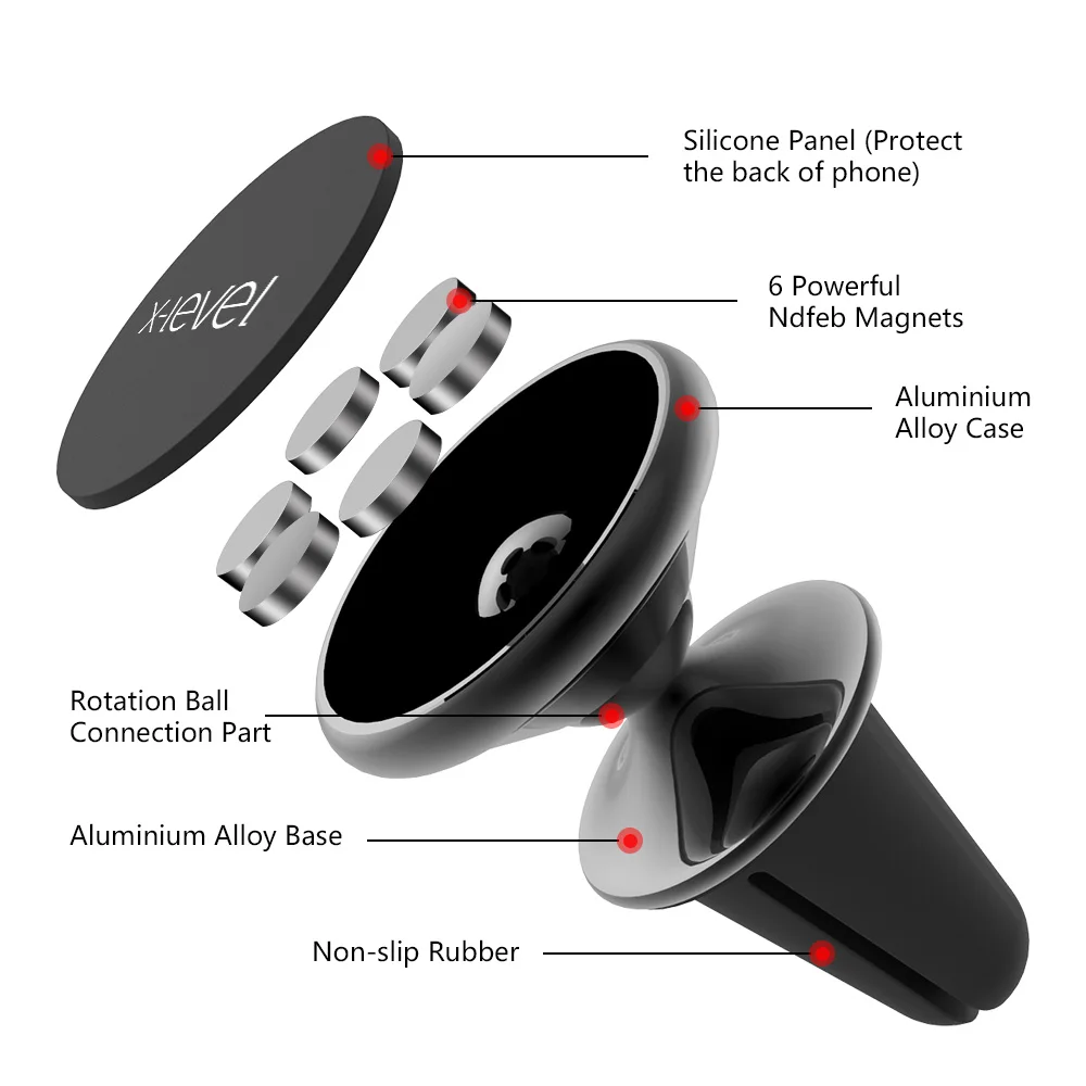 X-Level магнитный автомобильный держатель для телефона для iPhone samsung huawei 360 Универсальный Автомобильный держатель Подставка gps вентиляционное отверстие для мобильного телефона держатели