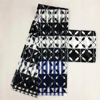 

African Style Printed Satin Silk Fabric with Organza Wax Print Lace for Dress 4yards Organza Ribbon and 2yards Silk Fabric 30