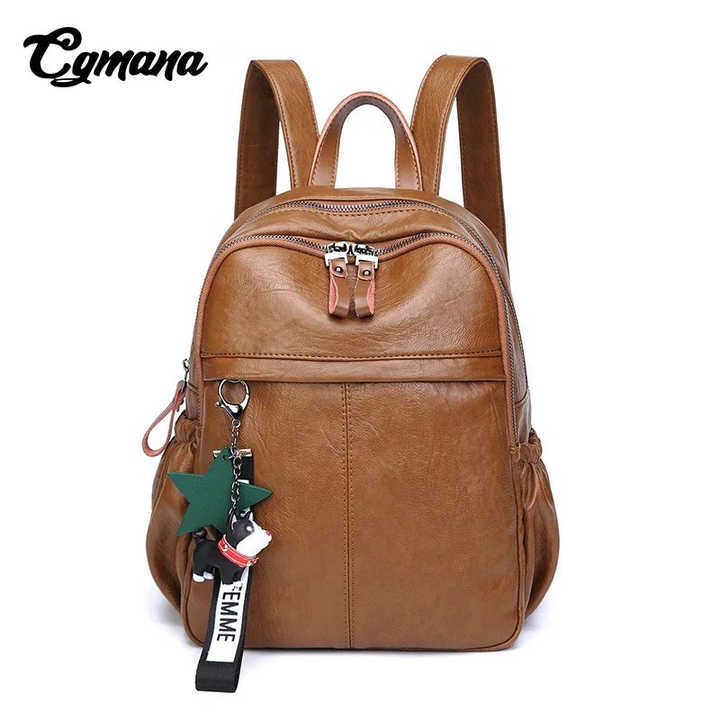 

CGMANA Women Soft Leather Backpacks 2018 Preppy Style High Quality Women Leather Backpacks Female Travel Backpacks School Bags