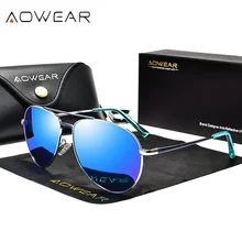 AOWEAR брендовые дизайнерские авиационные солнцезащитные очки, мужские поляризованные зеркальные очки для вождения, очки пилота, солнцезащитные очки для женщин, HD авиационные очки Gafas
