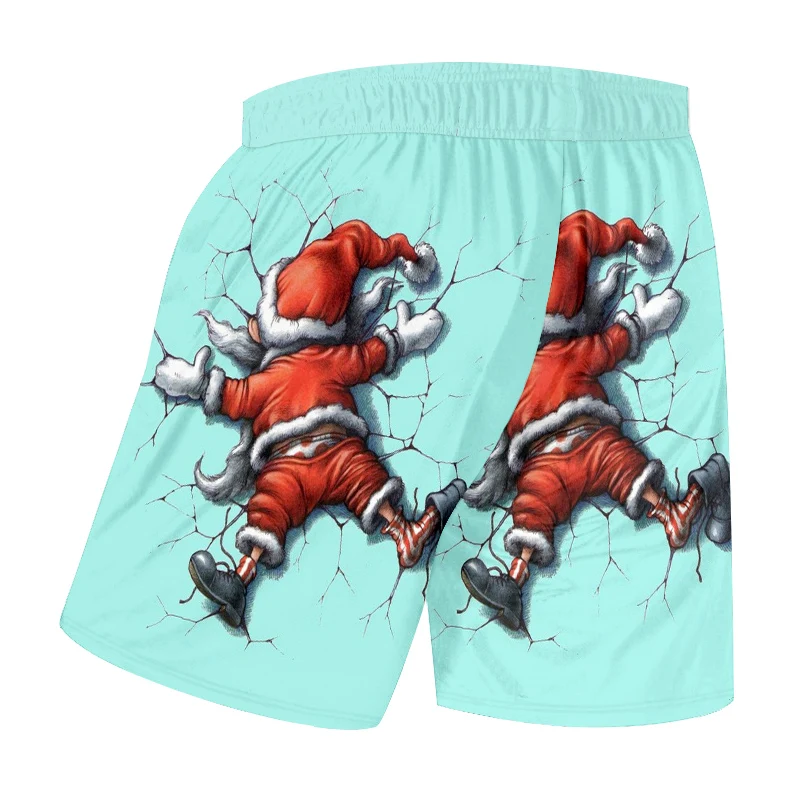 OGKB мужские новые рождественские пляжные шорты с 3D принтом Забавный Санта Клаус Плюс Размер 6XL человек летняя Милая одежда