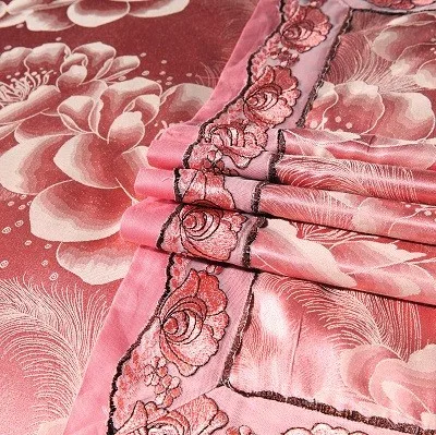 White Silver Color Jacquard Luxury Bedding sets 4/6 Pcs Queen/King size lace cotton Stain Bed set Bed linen Duvet cover pillow 133