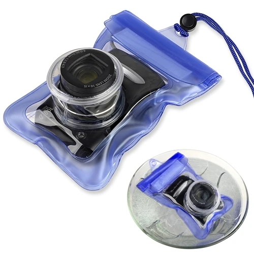 Blue Waterproof Camera UnderWater Bag Case with Rope for digital