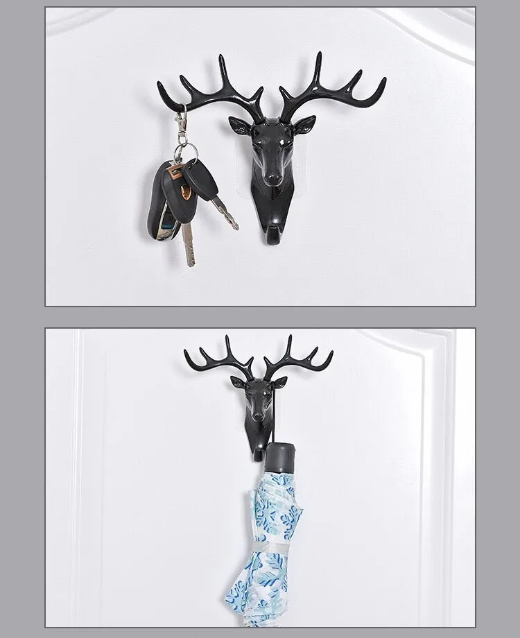 HOMIN Animal Wall Decor Hooks Antlers American Style Household Decor Hooks Multi-purpose Wall Coat Keys Bags Clothes Hook 12