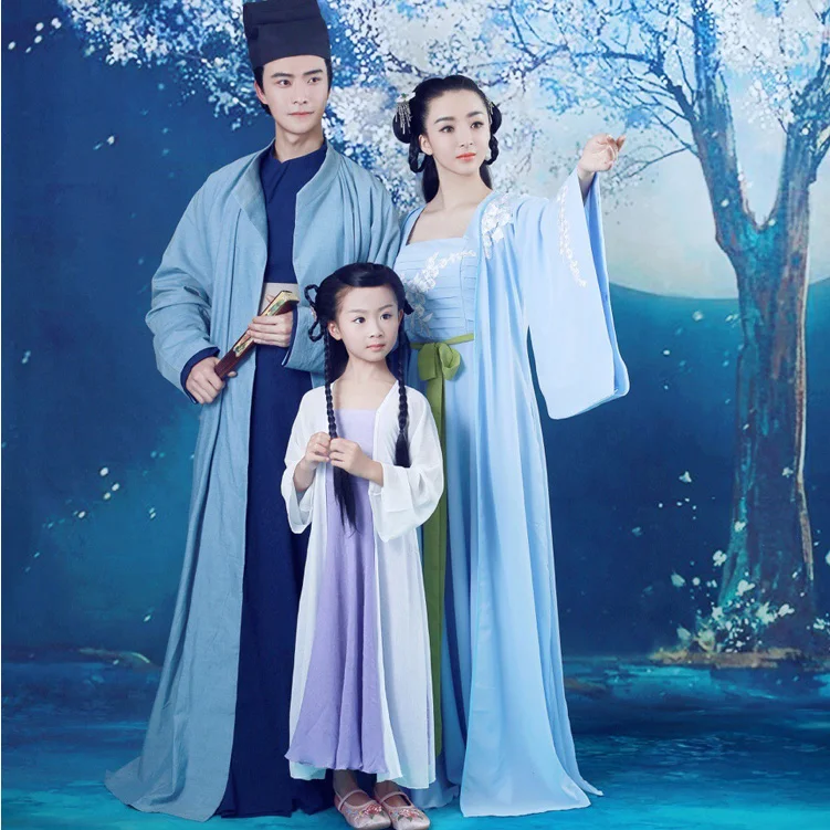 Si Shui Nian Hua/семейный костюм для мамы папы и дочки комплект родителей детей Hanfu