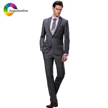 Cena W Stylu Vintage Wykonane Na Zamówienie Szary Mężczyźni Garnitur ślub Groomsmen Garnitur Groom Smokingi Slim Fit Najlepszy Człowiek żakiet Z Dzianiny Dresowej Spodnie 2 Sztuka Kostium Homme