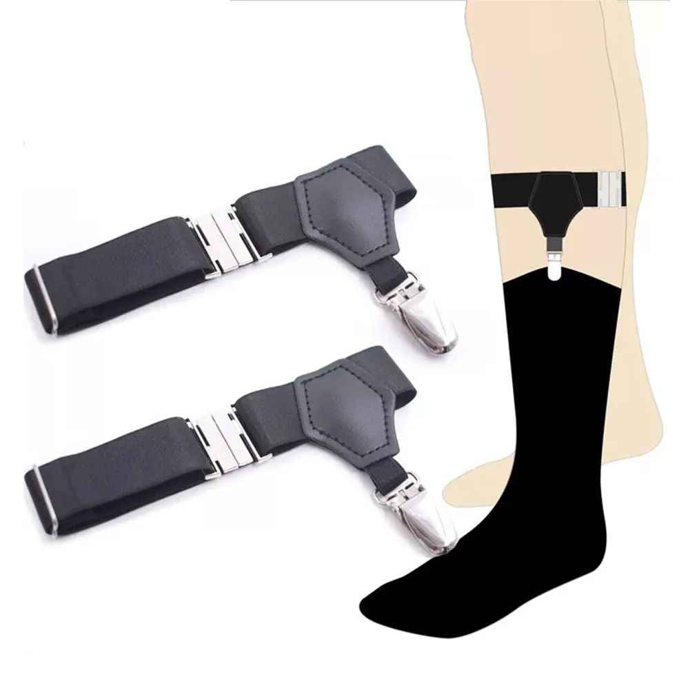 1 пара, регулируемые подвязки, устойчивые к изгибам, эластичные Нескользящие подвязки, мужские носки, универсальный легкий держатель для улицы