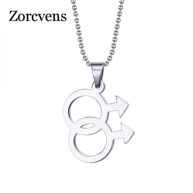 

ZORCVENS Fashion Stainless Steel Necklace & Pendants Gay Pride Male Symbol Men Jewelry Wholesale