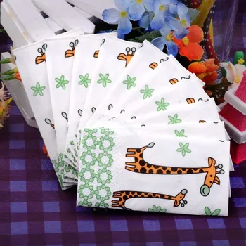 

sale 21*21cm cute cartoon animal Giraffe small toilet tissue napkin paper printed handkerchief wedding serviettes birthday party