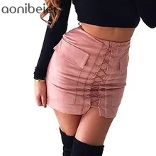 Aonibeier font b Women b font Autumn Lace up Pencil font b Skirt b font Winter