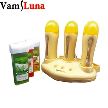 Тройной рулон многоразового депиляции восковой нагреватель с 3 восковыми картриджами для горячего удаления волос на теле Депиляционная восковая машина