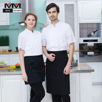 

Mesh Patchwork Sleeves & Back Chef Clothing Breathable Double Breasted Restaurant Hotel Workwear Uniforms Kitchen Cozinha Tops