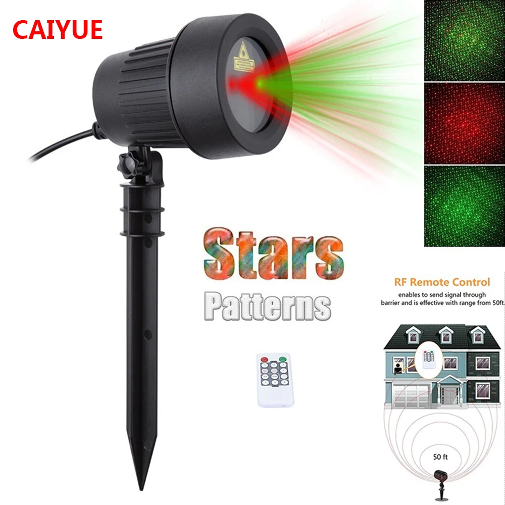 

Christmas Laser Projector Stars Red Green Showers lights Outdoor Waterproof IP65 Garden Decoration Static Twinkle with RF remote