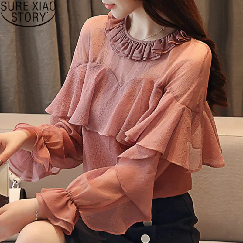 womens tops and blouses chiffon women blouse shirt fashion woman blouses 2018 long sleeve women shirts blusas feminans 1670 50
