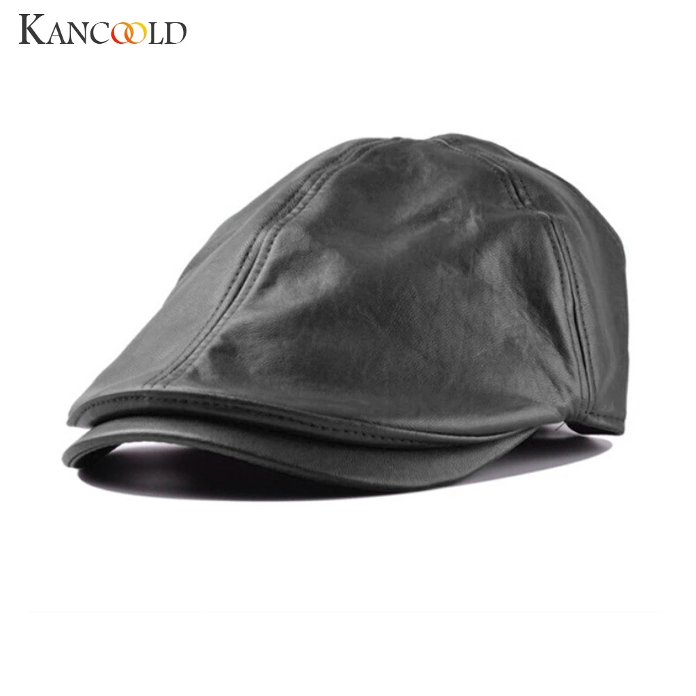 Мужская и женская шапка KANCOOLD винтажный кожаный берет высокого качества Кепка с