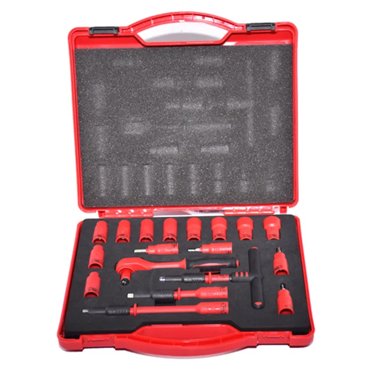 18PCS 1000V VDE insulated tools 1/4 ratchets wrench Sockets Sets T-Handle Extensions Hex Bits Sockets Resistant to high voltage 18PCS 1000V VDE insulated tools 1/4 ratchets wrench Sockets Sets T-Handle Extensions Hex Bits Sockets Resistant to high voltage
