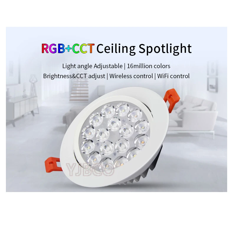 Потолочный круглый прожектор Miboxer FUT062 9 Вт RGB + ccled совместимый с пультом