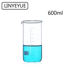 LINYEYUE 600mL Glass Beaker Tall Form Borosilicate Glass high temperature resistance Measuring Cup Beaker Laboratory Equipment double layer 2l chemical glass reactor manufacturer price vacuum distillation high borosilicate glass laboratory instruments