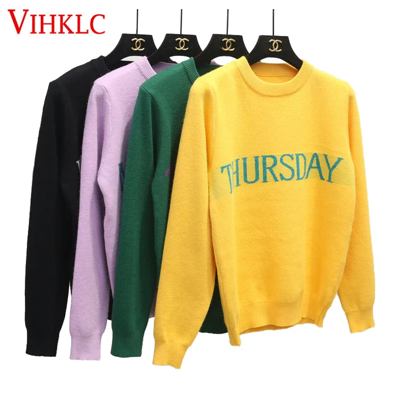 

Fashion One Week Women Sweater Chic Knitting Jumper Monday Tuesday Wednesday Thursday Friday Saturday Sunday Runway Pullover