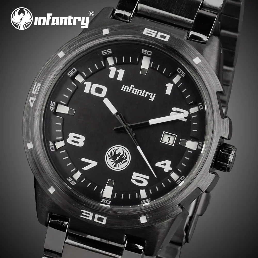 

INFANTRY Men Sports Watches Full Steel Aviator Quartz Watches 30M Water Resistant Auto Date Wristwatches Clock Relojes Hombre