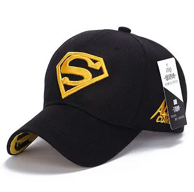 Бейсболка Супермена Бейсбол Дальнобойщик Новая мода супергерой Комиксы DC Golf Регулируемые спортивные шапки - Цвет: yellow in black