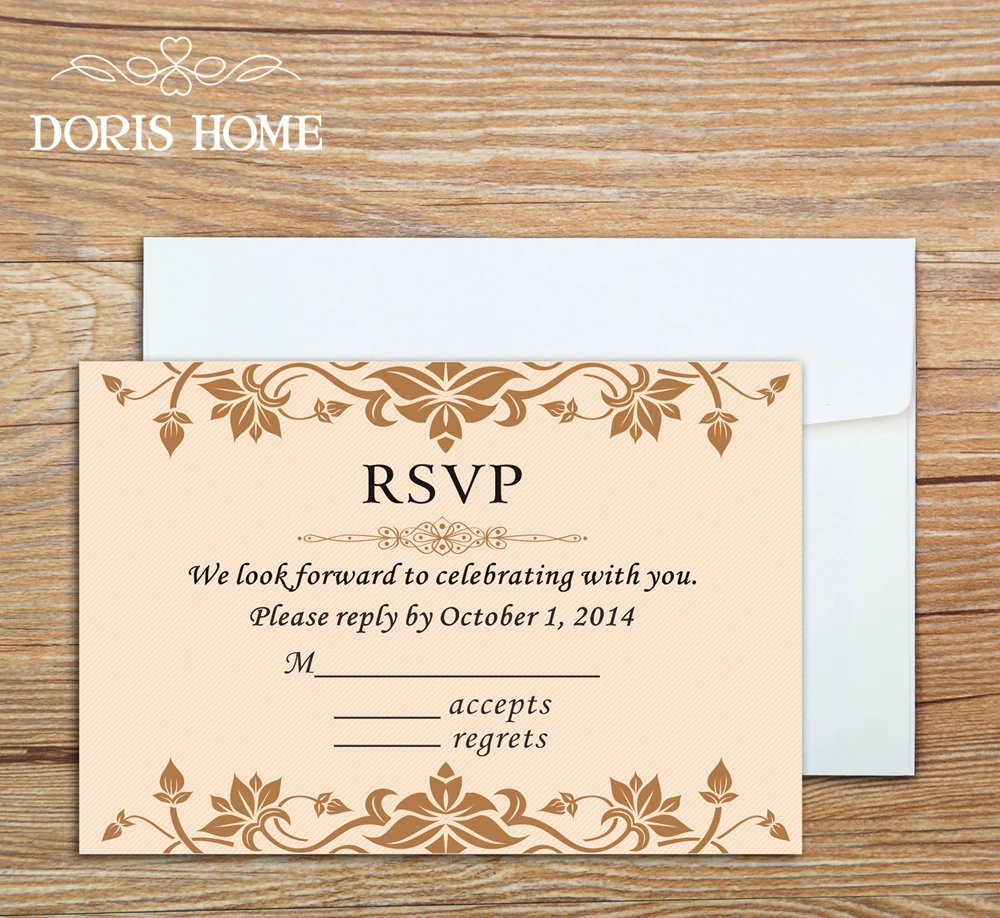 Free Shipping Personalized RSVP Card with Free Envelope for Wedding