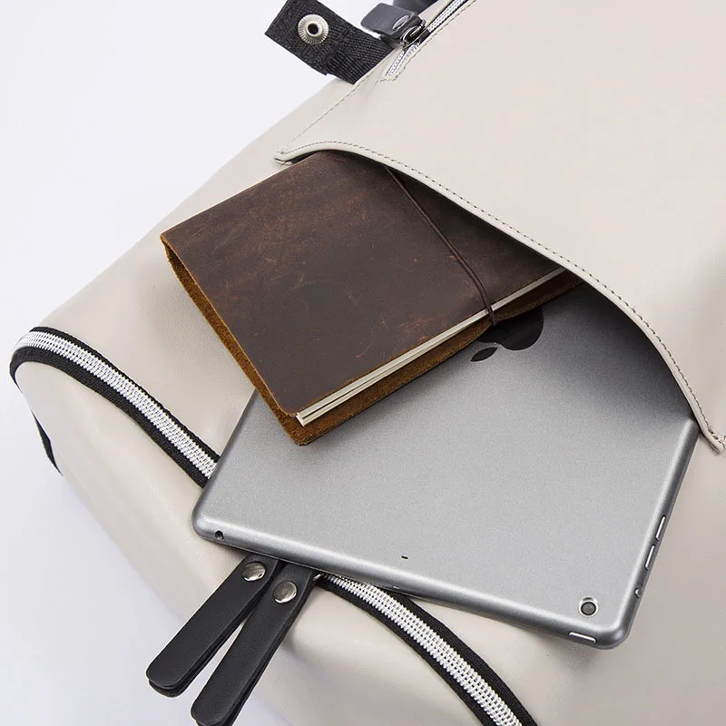  Man Backpack PU Leather USB Recharging Laptop School BaG Male Waterproof Travel Multi-color backpac - 32947822350