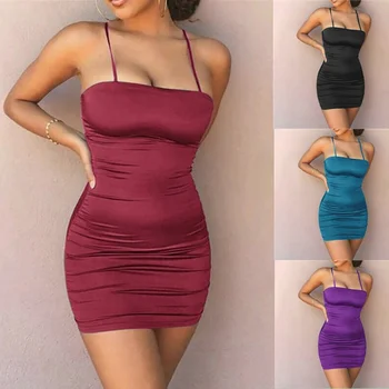 

Summer Dress Strapless Spaghetti Strap Bandage Mini Dress Party Casual Basic Beach Dress