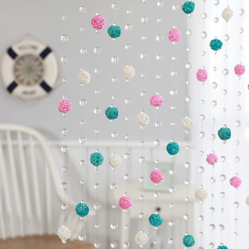 = Sepak Takraw Bead Crystal Glass Curtain Living Room Bedroom Window Door Decor Wedding bedroom