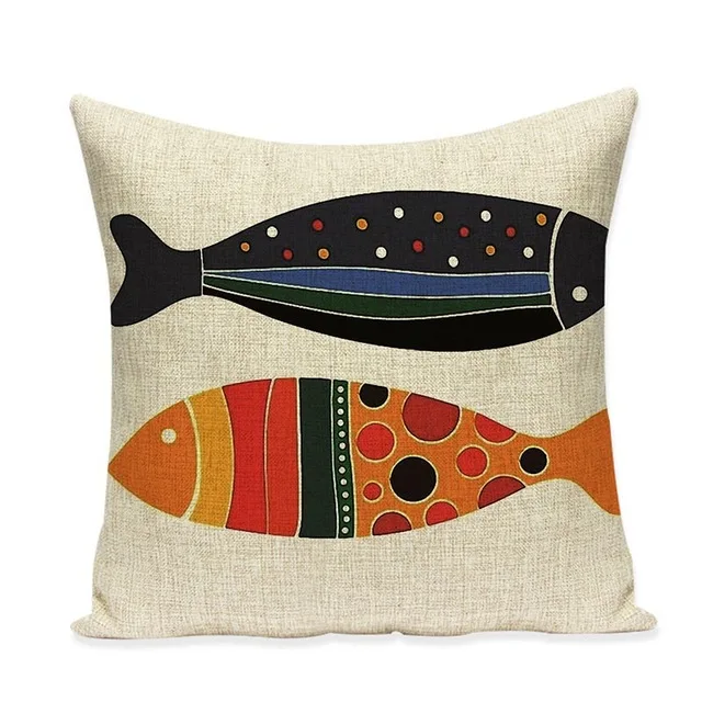 Чехол для подушки для стула с изображением мультяшной рыбы, морского Кита, украшения для дня рождения, чехол для подушки, льняные хлопковые подушки, домашний декор - Цвет: 2