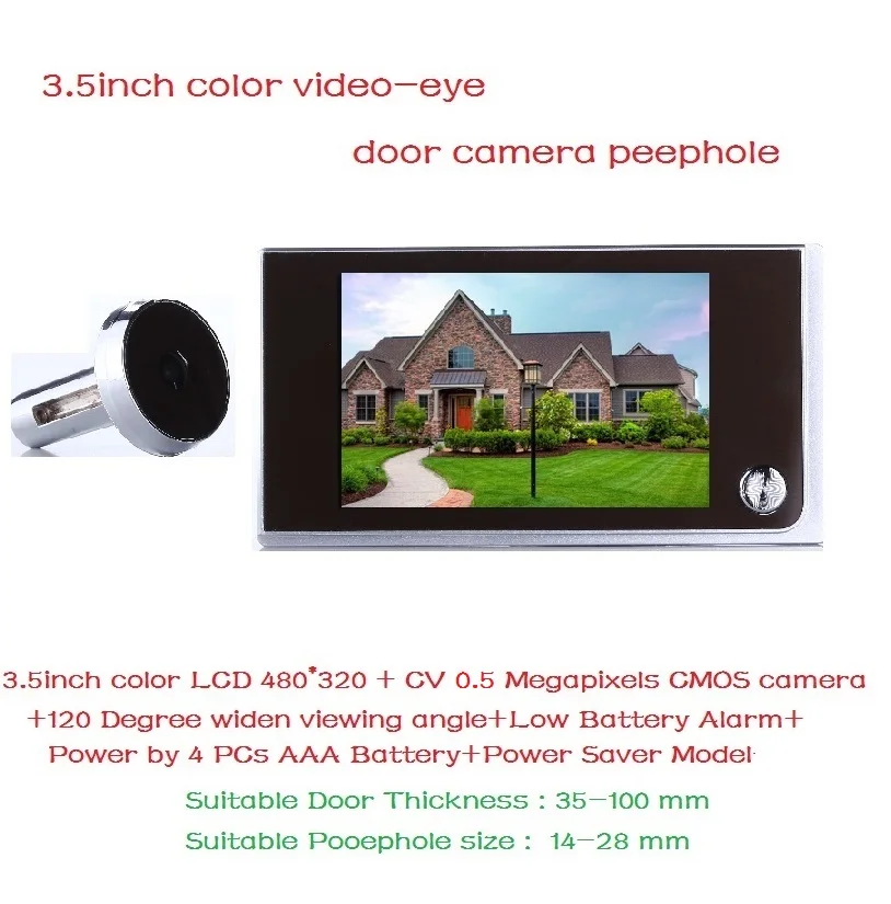 

Easy version door peephole camera wireless 3.5 inch LCD 0.5 Megapixels camera 120 degree widen viewing angle door peephole