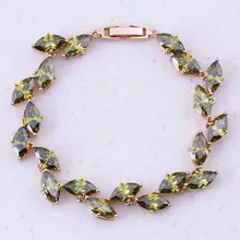 Verde distintivo Criado Emeridot Amarelo Cor de Ouro Charme Pulseiras Para As Mulheres Do Partido Bijuterias Acessórios Tendência B0035