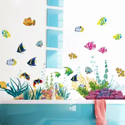DIY океан море пузыпузыри настенные наклейки для детей ванная комната спальня, Детская комната Декор
