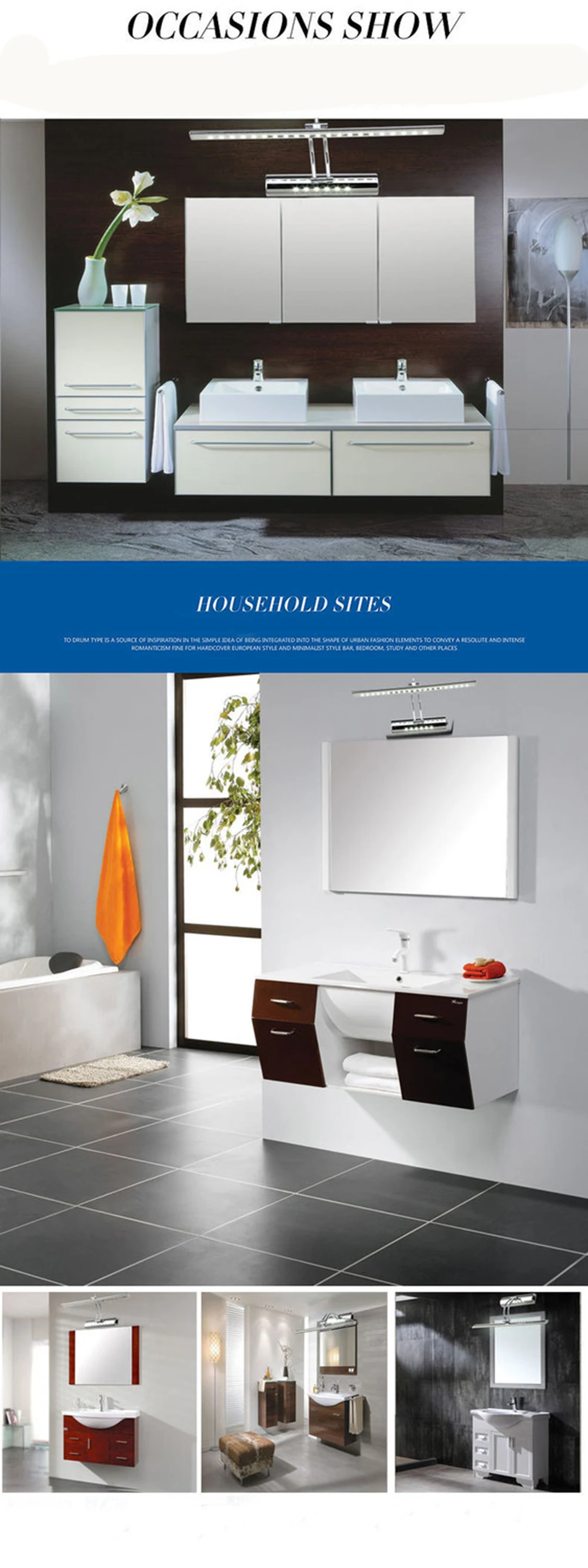 LED Mirror Front Light 7W 5W SMD 5050 3014 bathroom modern pouplar Bath Wall Lamp Stainless Steel White/warm white black wall lights